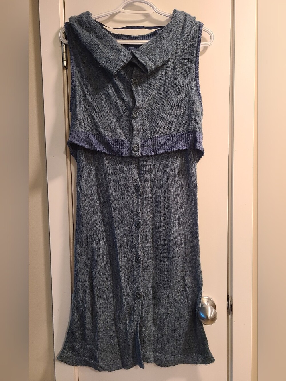 Sandwich_ Blue Layered Slub Knit Midi Dress Size M – Button Up 💙